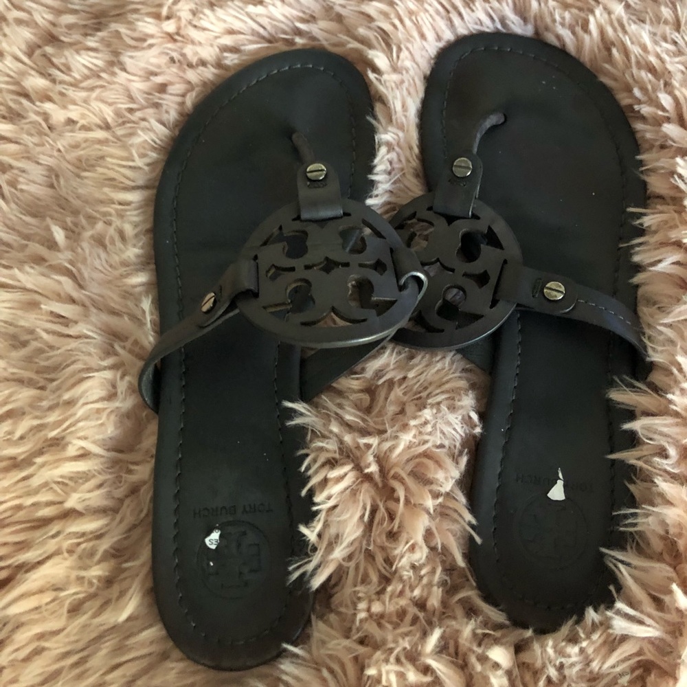 Miller Flat Leather Logo Slide Sandal